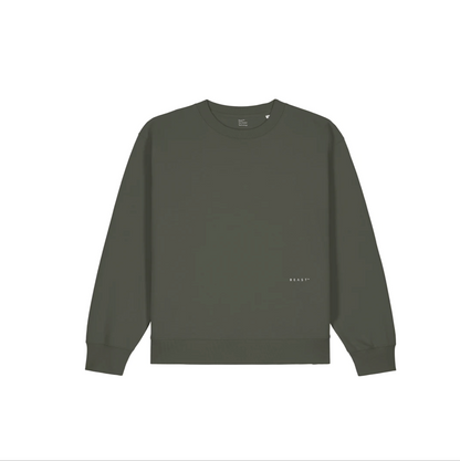 Crew Sweater Subtle Logo Army Green